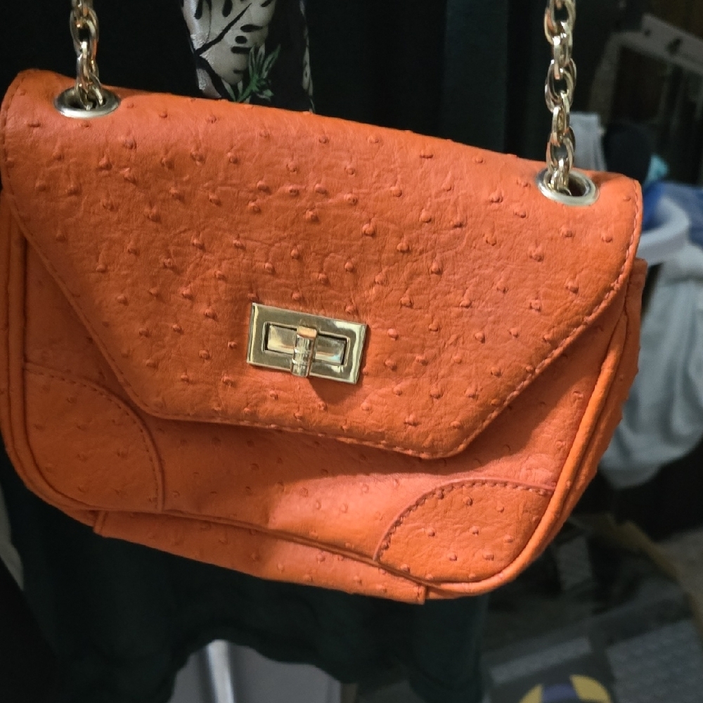 Orange Chain Strap Women's Bag